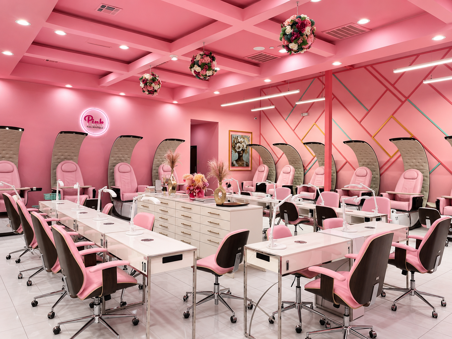 Interior of Pink Nail Boutique salon